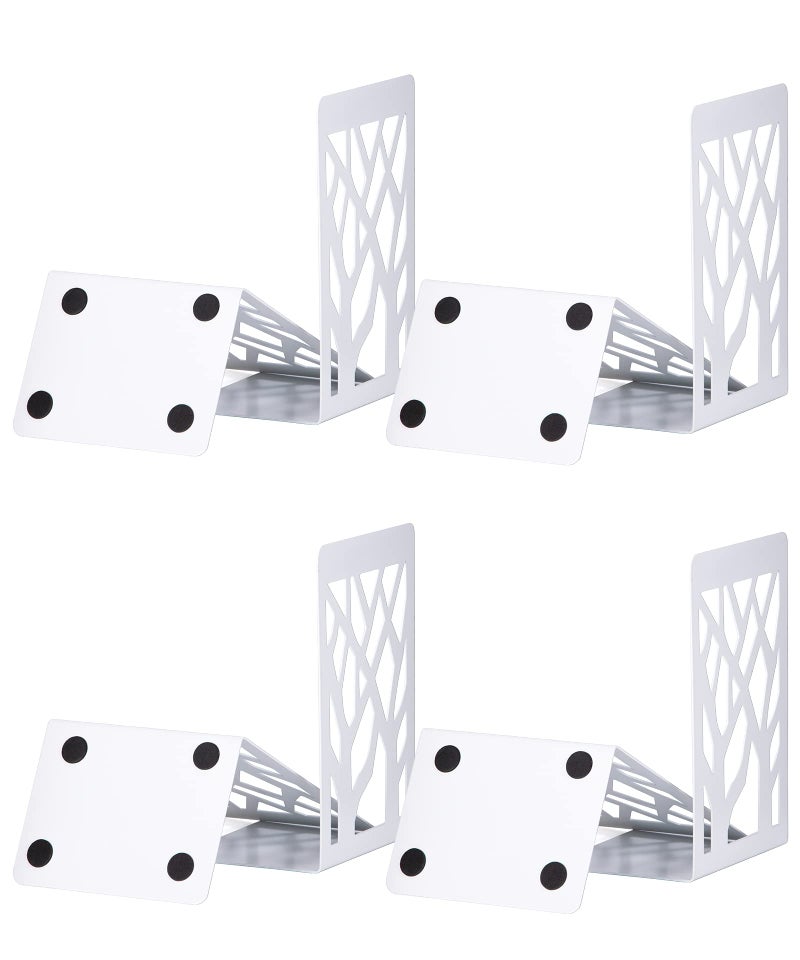 INNÃ”PLUS Book Ends, Bookends, Bookends for Shelves, Bookend, Book Ends for Heavy Books, White Metal Book Shelf Holder Home Decorative, Book Stoppers for Shelves, Bookend Supports 4 Pair - Image 1